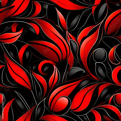 red and black pattern, vector, flower, wallpaper, floral, design, texture, AI generated