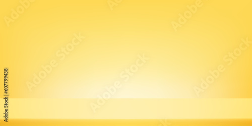 Light Yellow Gallery room with copy space. Minimal 3d shelf. pastel background. Vector illustration.