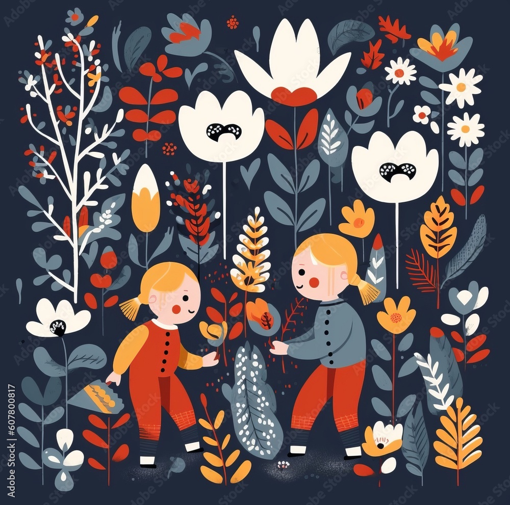 children play in the garden Generative AI children play in the garden Generative AI