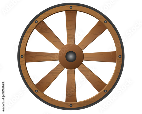 Wooden wheel vector 3d realistic