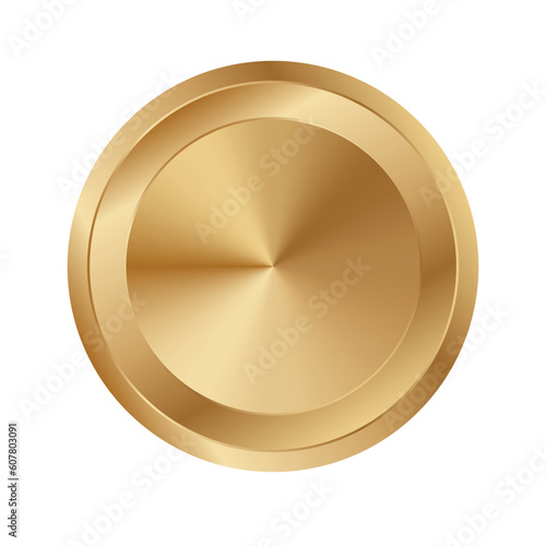 Golden circle ring vector. Realistic gold round disk