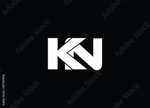 Alphabet letters KN  Monogram Logo design