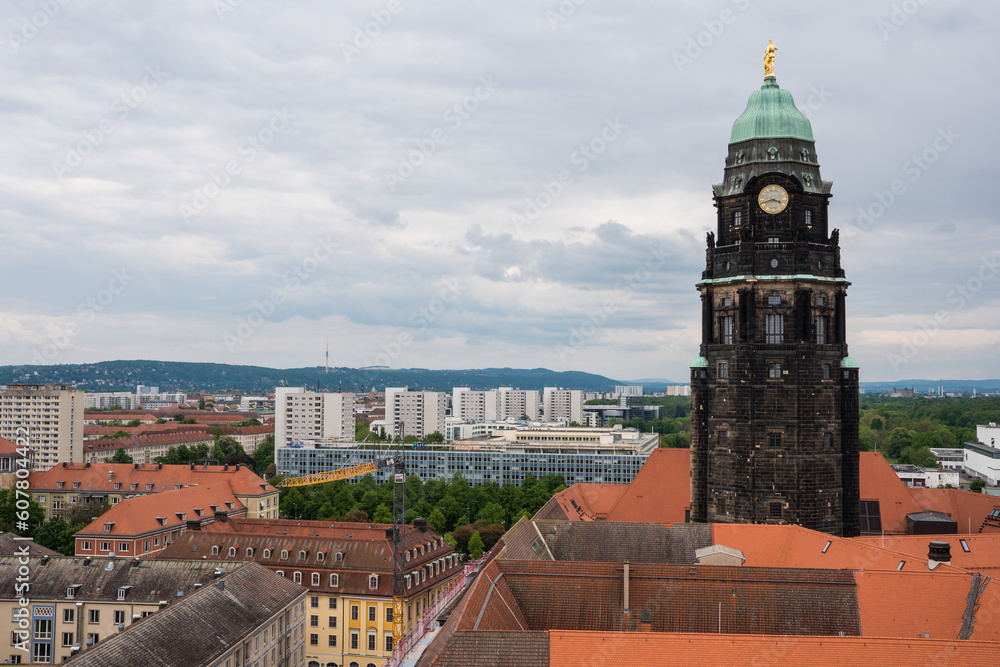 Dresden Altstand and Neustadt aerial view