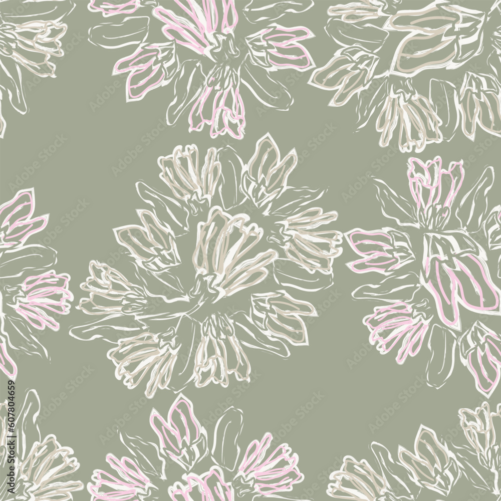 Fototapeta premium Neutral Colour Paisley abstract Seamless Pattern Design