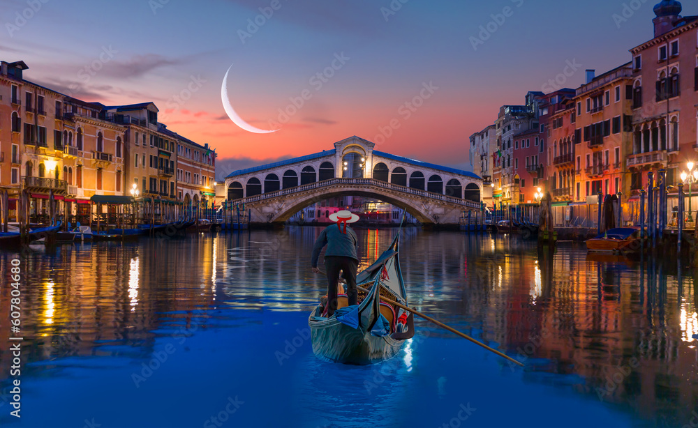 Gondola near Rialto Bridge in Venice, Italy