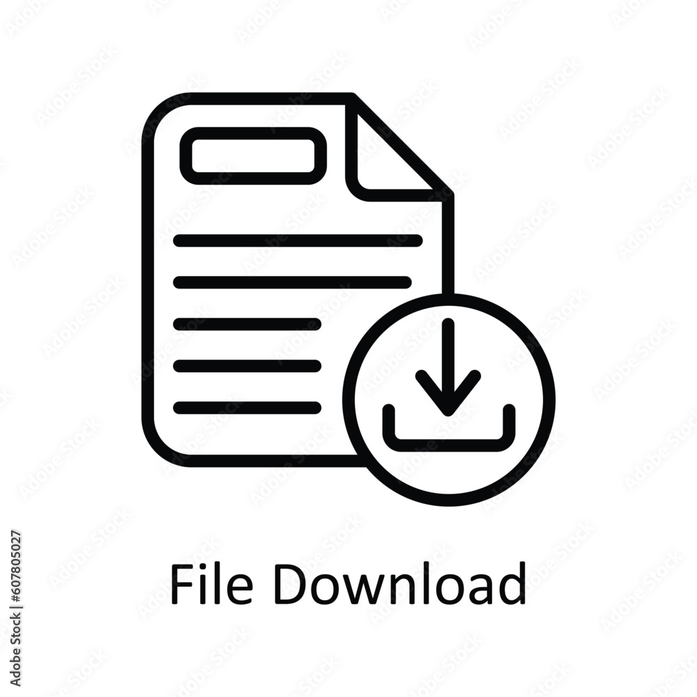 File Download Vector outline Icon Design illustration. User interface Symbol on White background EPS 10 File File Download Vector outline Icon Design illustration. User interface Symbol on White background EPS 10 File