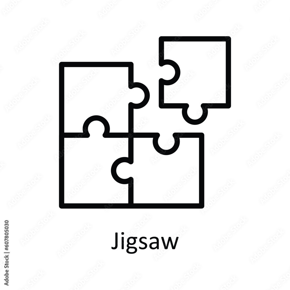 Jigsaw  Vector  outline Icon Design illustration. User interface Symbol on White background EPS 10 File