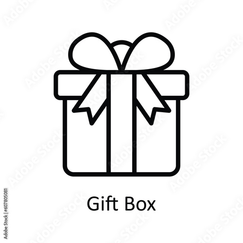 Gift Box Vector outline Icon Design illustration. User interface Symbol on White background EPS 10 File