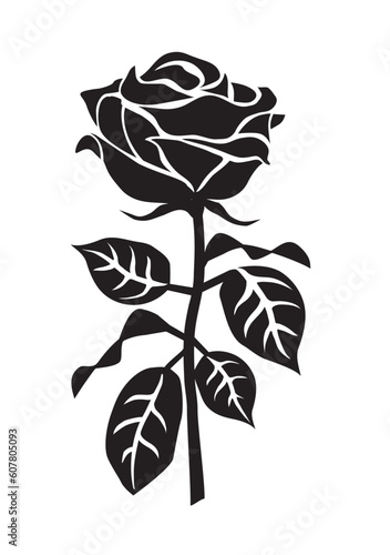 
Rose silhouette, Funeral ceremony symbol,decorative motive.
Stylized Illustration of rose,tattoo design element. Vector available.
