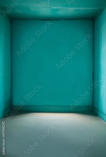 turquoise empty room background  ai generated 