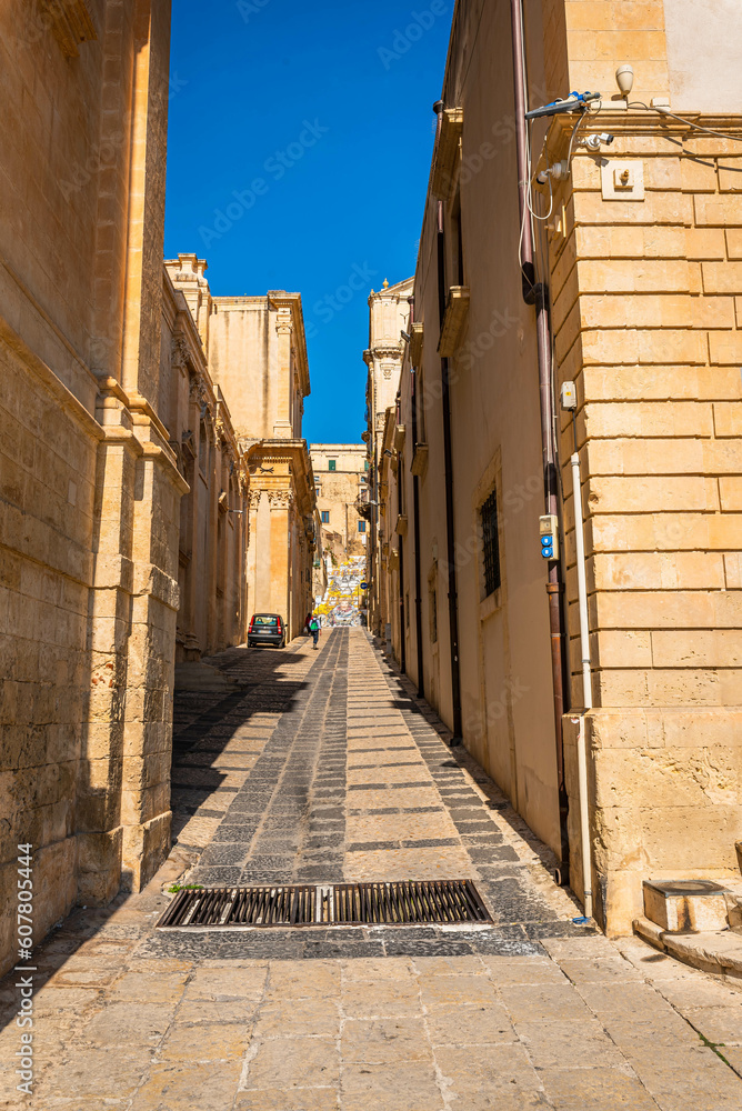 Beautiful Street of Noto, Syracuse, Sicily, Italy, Europe, World Heritage Site