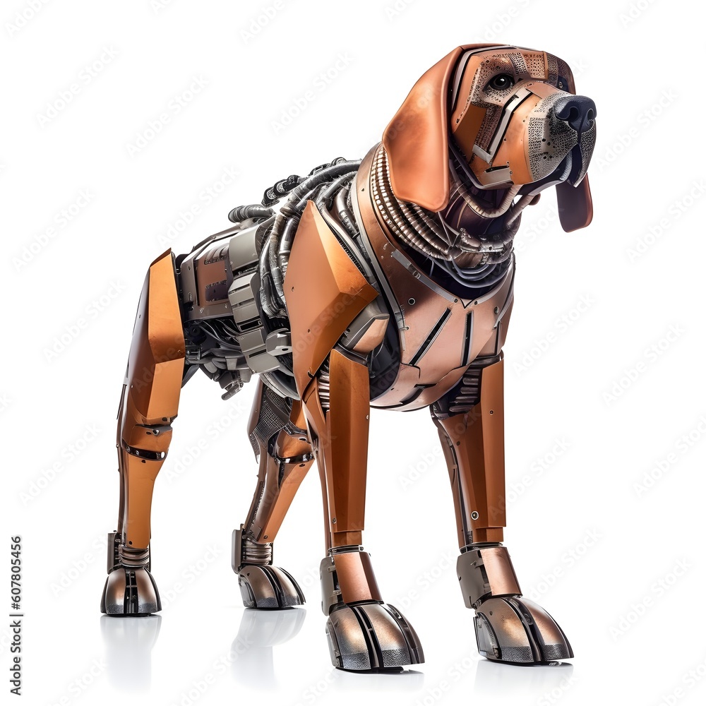 bloodhound dog mechanical robot, generative ai generated technology