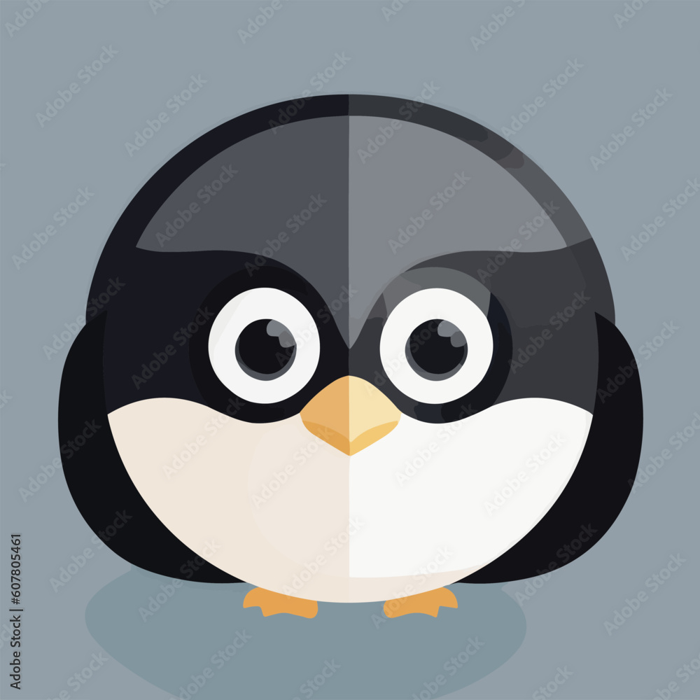 Cute vector illustration or icon of a penguin