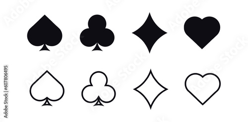 Black card suits. Fortune symbol of gambling luck in poker