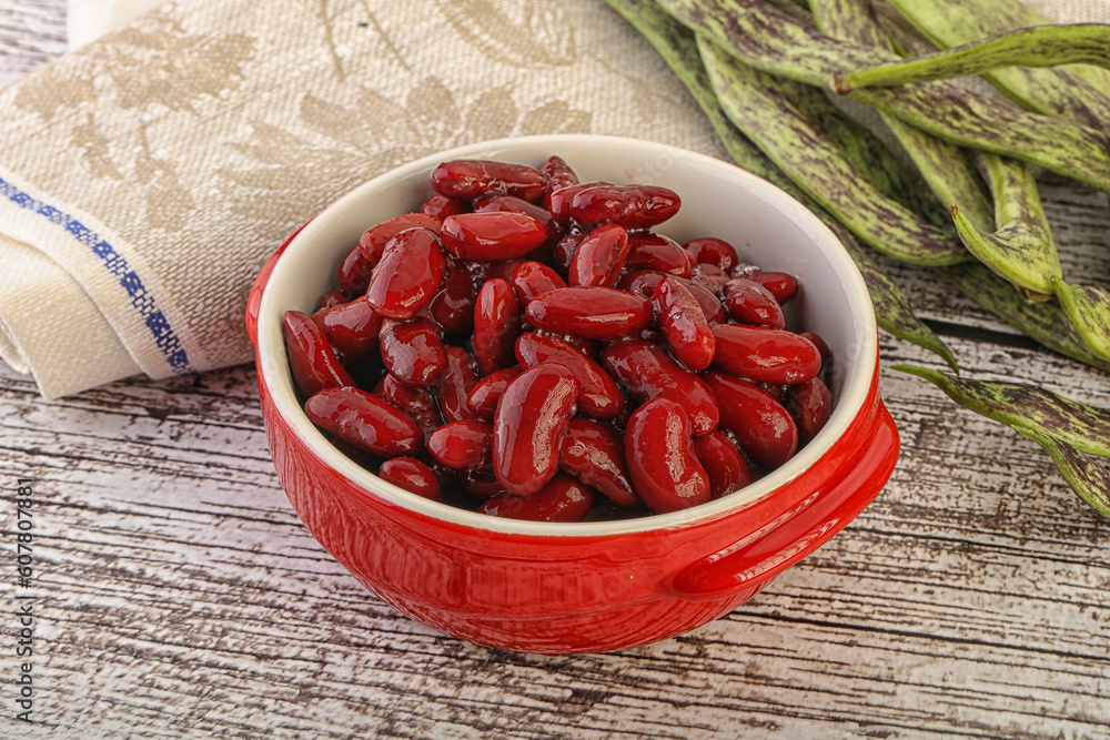 Baked red canned bean in the bowl Baked red canned bean in the bowl