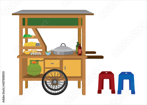 Vector Image: Indonesian traditional street food stall (Meatball or Bakso)