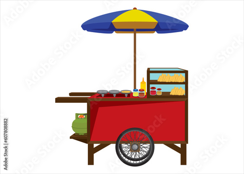 Vector Image: Indonesian traditional street food stall (Called: Lekker cake)