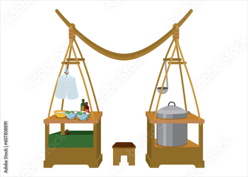 Vector Image: Indonesian traditional street food stall (Called: Soto)