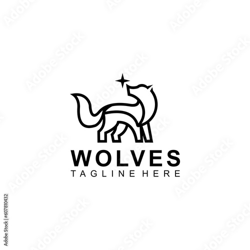 Line fox logo wolves