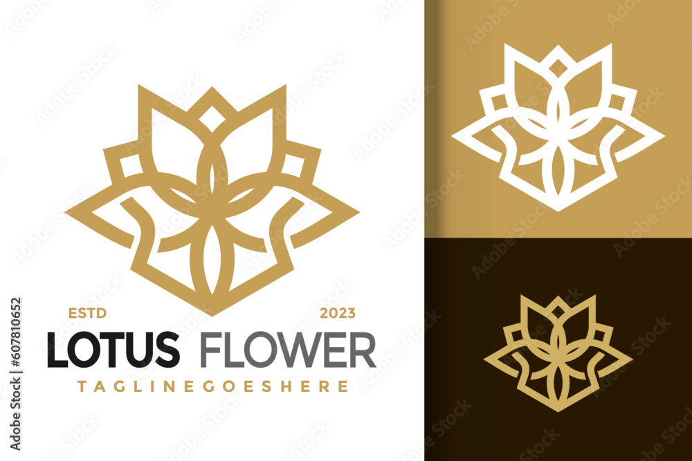 Lotus Flower Logo vector icon illustration