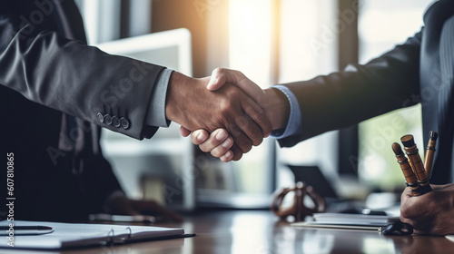 businessman shaking hands to seal a deal with his partner. Generative Ai