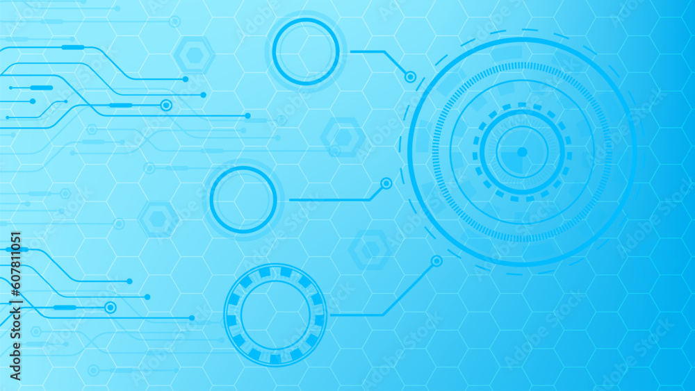 Obraz premium Technology connection digital data and big data concept. Blue Future Background. Abstract technological background with various technological elements. Structure pattern technology backdrop. Vector
