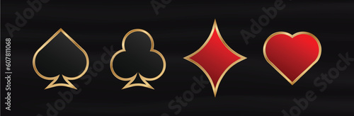 Gambling card suits. Game red symbol of luck in poker