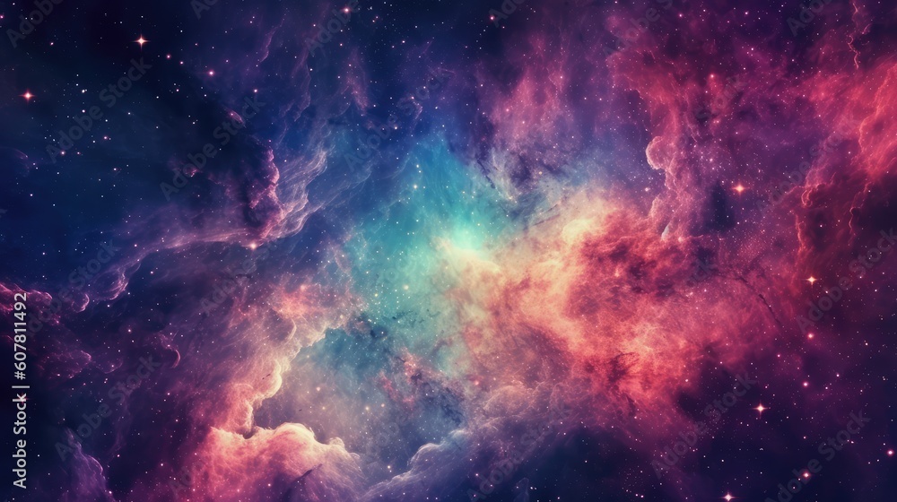 Beautiful Nebula Galaxy With Many Stars Wallpaper Generative AI