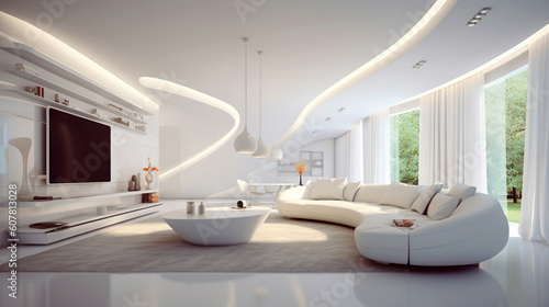 white modern interior design. Generative Ai