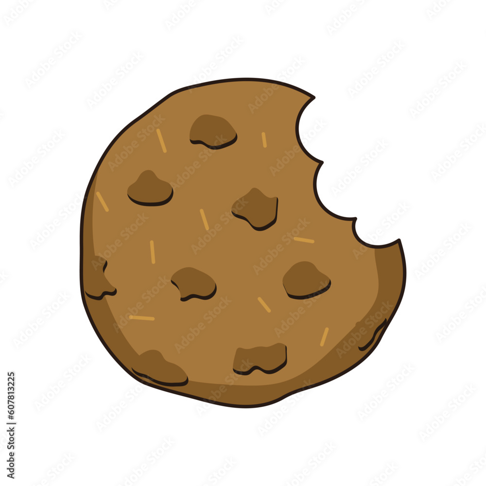 oatmeal cookies traditional isolated on white background. bitten cookie. food at home, food in a cafe. vector illustration oatmeal cookies traditional isolated on white background. bitten cookie. food at home, food in a cafe. vector illustration