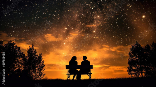 Couple sitting under the beautiful stars