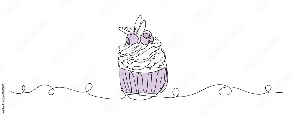 Drawn blueberry cupcake on white background Drawn blueberry cupcake on white background