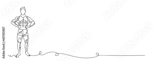 Drawn bodybuilder on white background