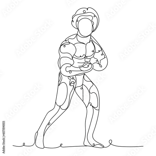 Drawn bodybuilder on white background