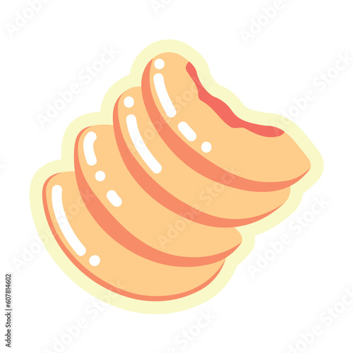 Slices of sweet ripe peach on white background