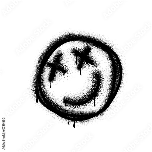 graffiti smiling face emoticon sprayed isolated on white background. vector illustration eps 10