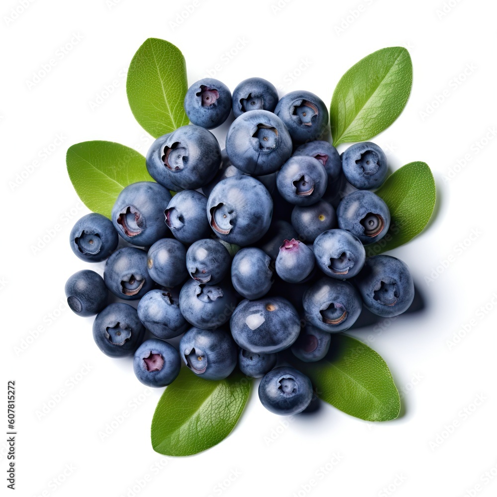 Top View Fresh and Healthy Fruit Isolated Blueberries on a White Background Top View Fresh and Healthy Fruit Isolated Blueberries on a White Background