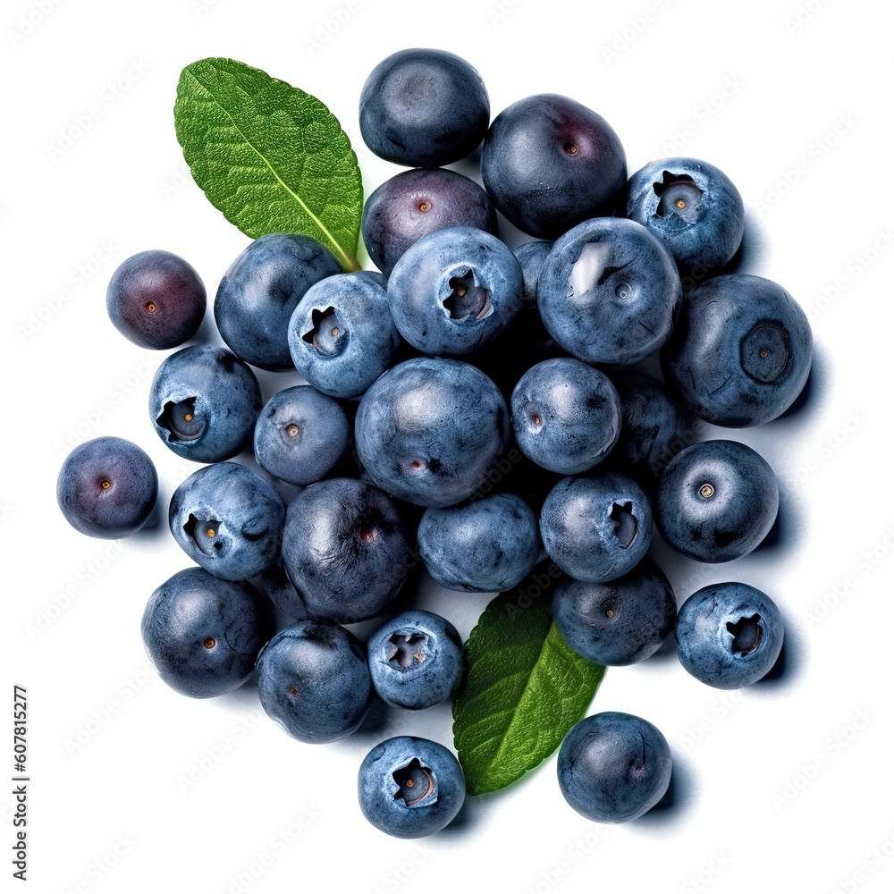 Top View Fresh and Healthy Fruit Isolated Blueberries on a White Background Top View Fresh and Healthy Fruit Isolated Blueberries on a White Background