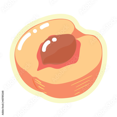 Half of sweet ripe peach on white background