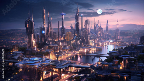 Futuristic city illustration background