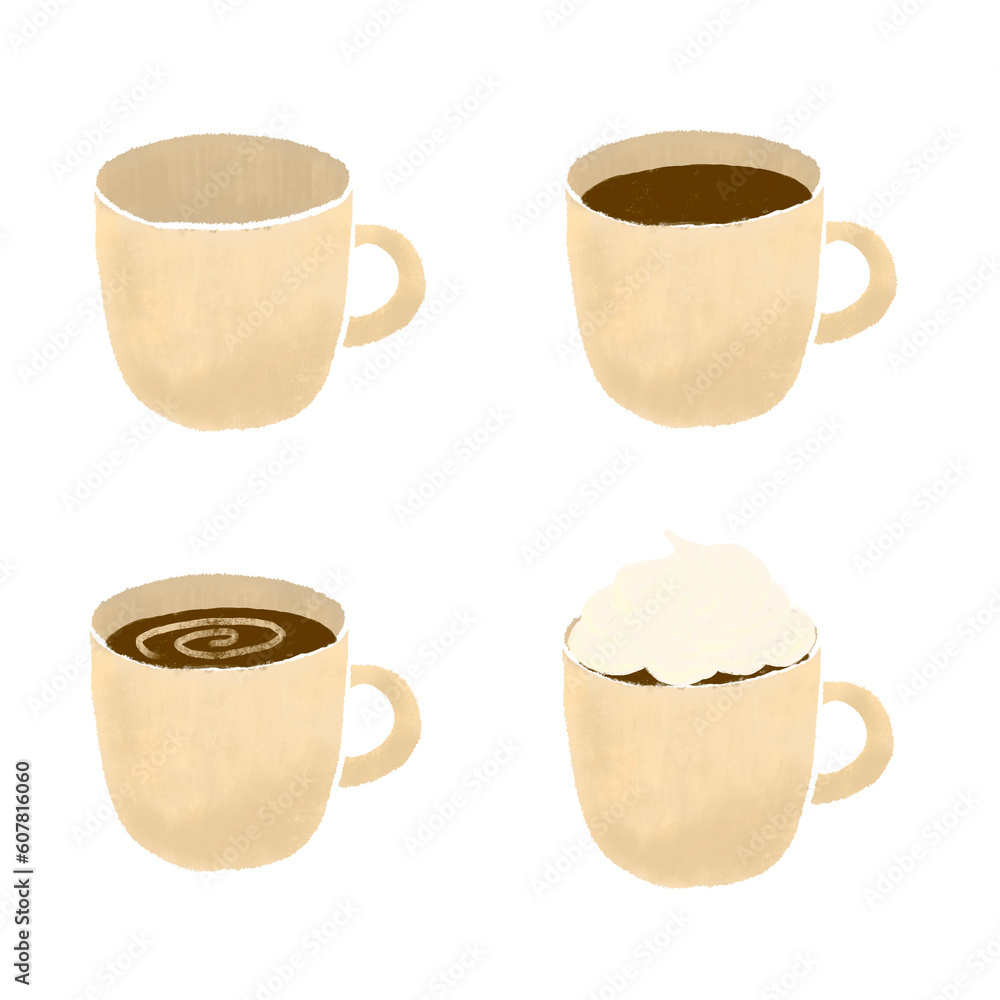 Obraz premium 主線なしコーヒーマグカップセット