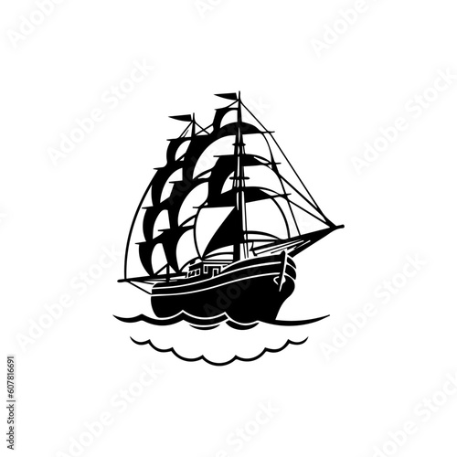 Viking Ship Vector Art, ship logo, isolated on white background, vector illustration.