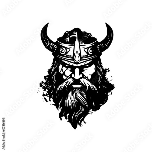 Viking Odin, vector Art, logo, isolated on white background, vector illustration.