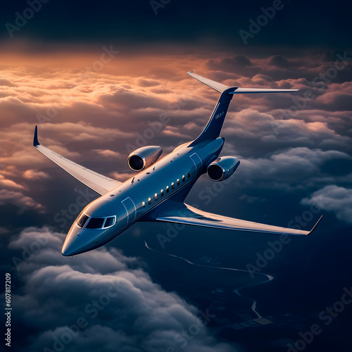 Marketing Excellence Takes Flight: Private Jet Amidst Celestial Skies © aprilian