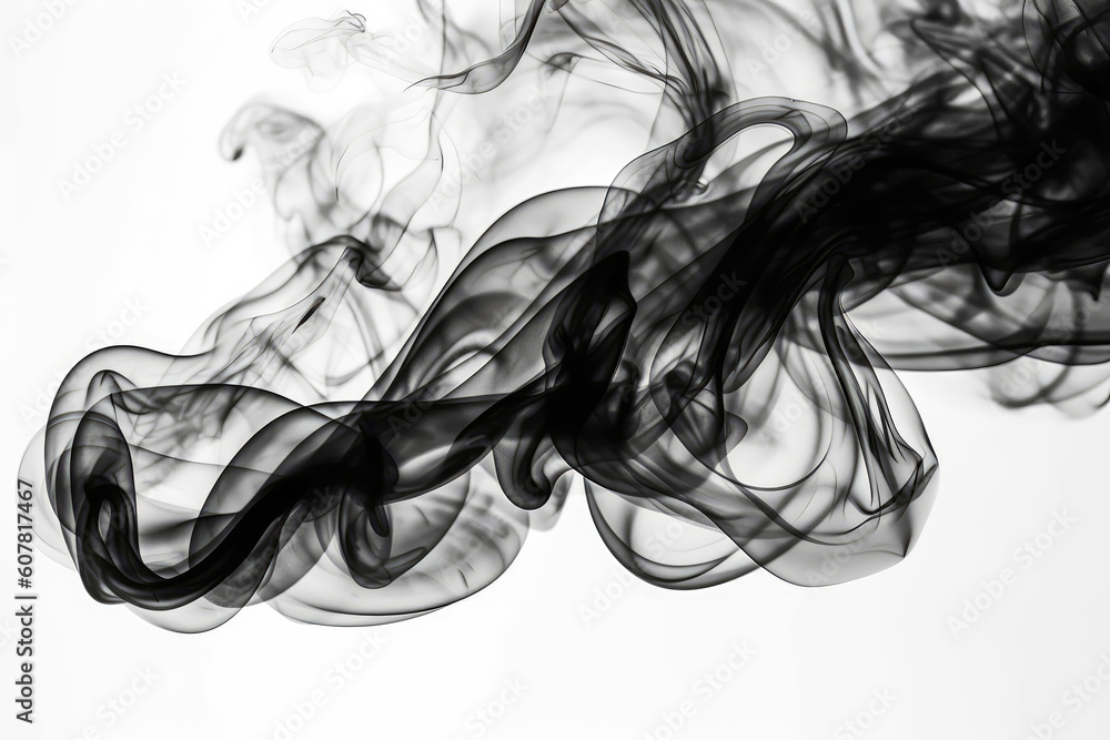 Black Smoke On White Background. Generative AI Black Smoke On White Background. Generative AI