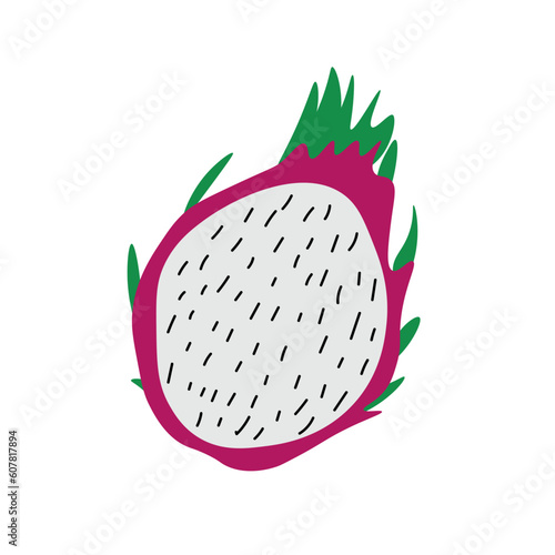 Sweet cut dragon fruit on white background