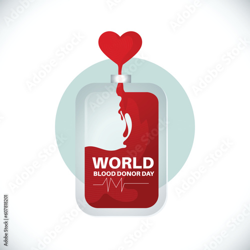 creative vector Blood donor day illustration 14th June concept with blood bag. World blood  day.
 photo