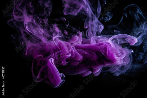 Purple Smoke On Black Background. Generative AI