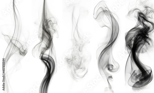 Set White Smoke On White Background. Generative AI photo