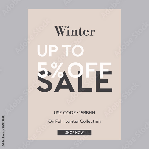 Winter up to sale 5% off discount promotion poster